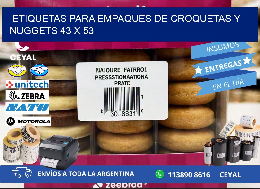 Etiquetas para empaques de croquetas y nuggets 43 x 53