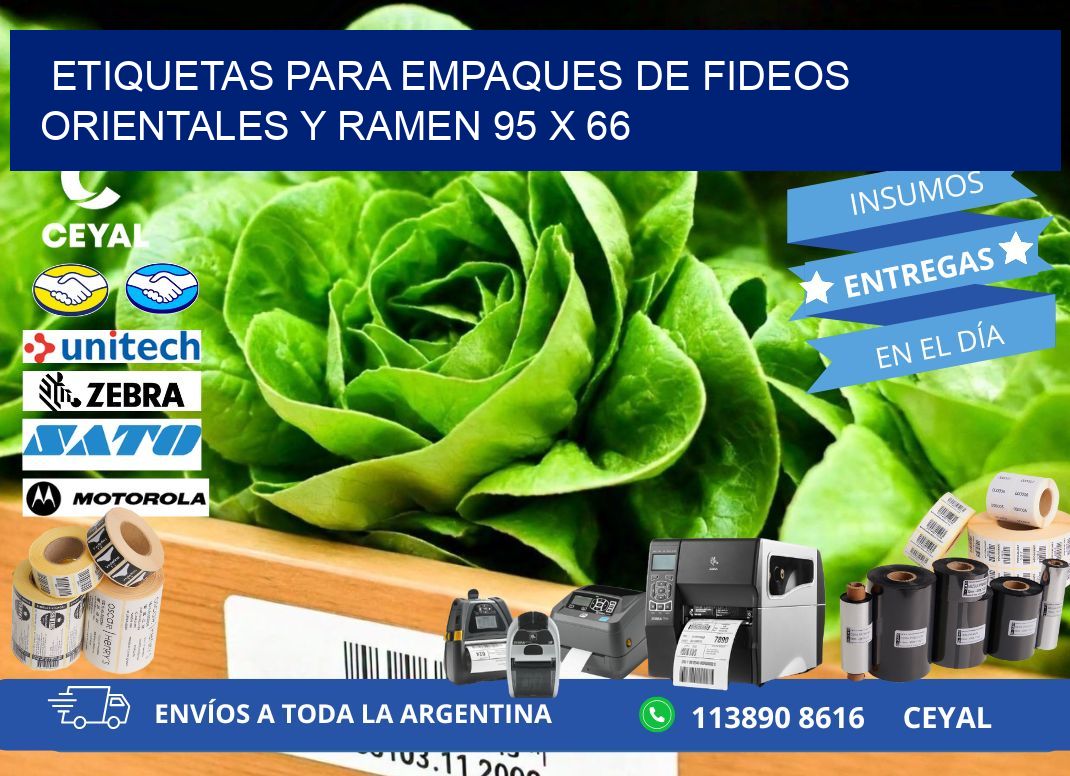 Etiquetas para empaques de fideos orientales y ramen 95 x 66