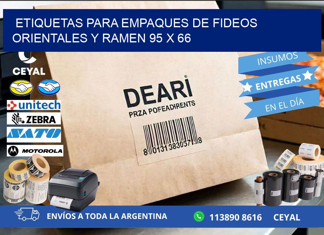 Etiquetas para empaques de fideos orientales y ramen 95 x 66