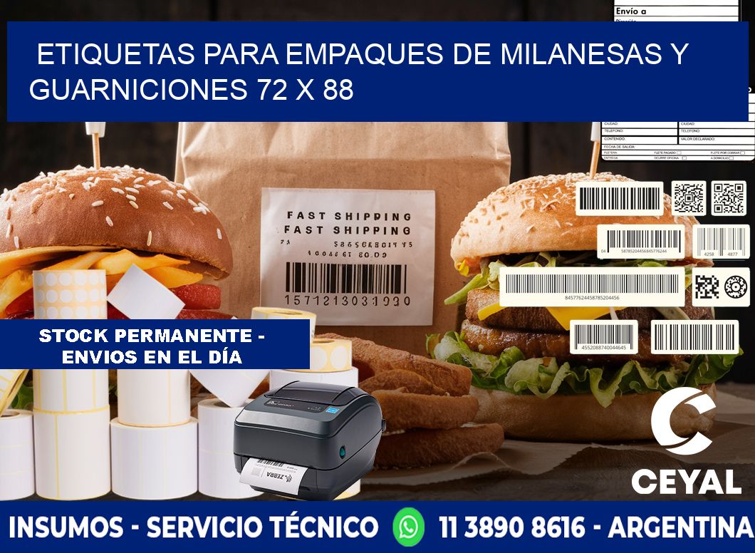 Etiquetas para empaques de milanesas y guarniciones 72 x 88