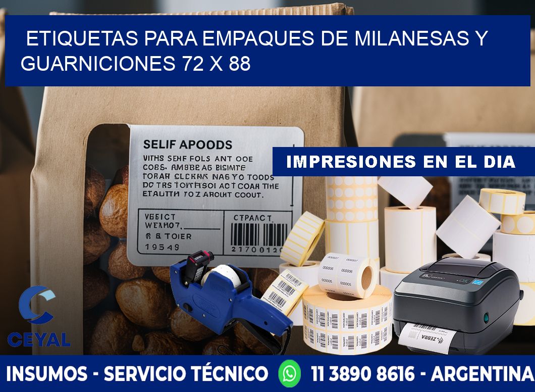 Etiquetas para empaques de milanesas y guarniciones 72 x 88