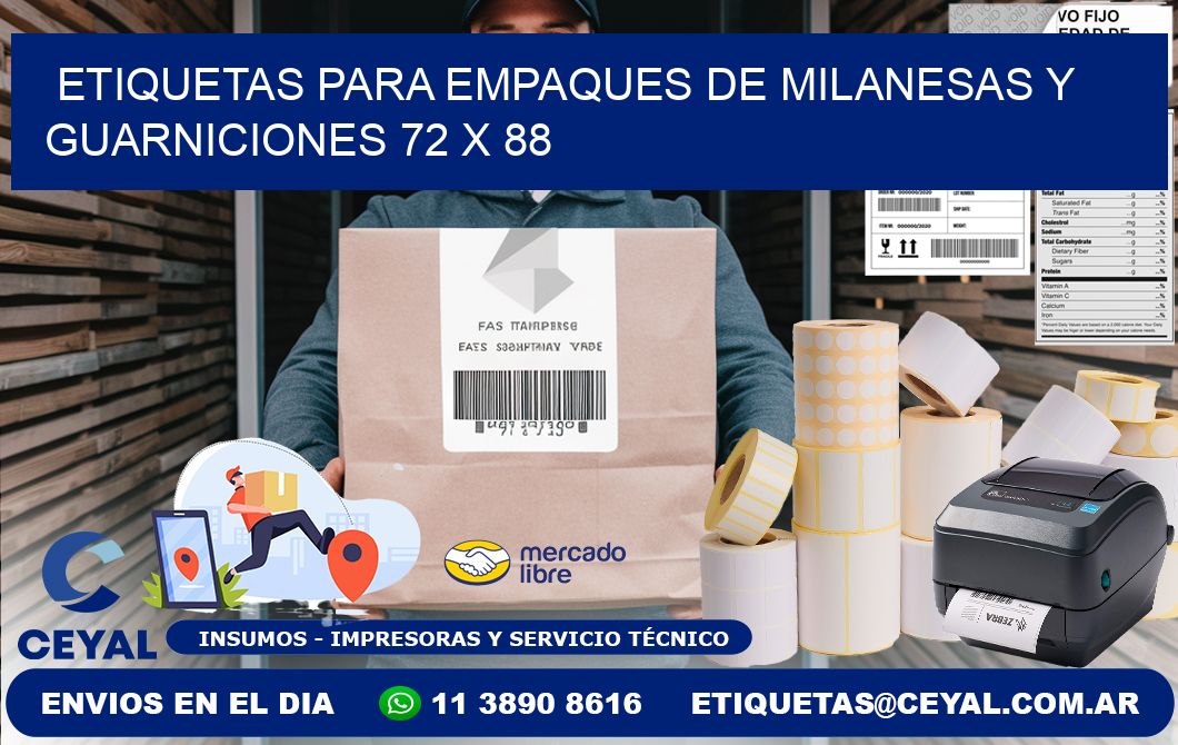 Etiquetas para empaques de milanesas y guarniciones 72 x 88