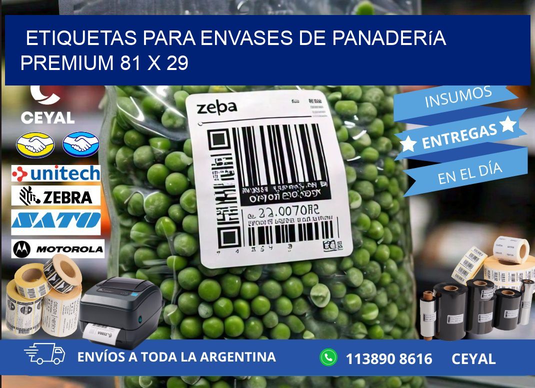 Etiquetas para envases de panadería premium 81 x 29