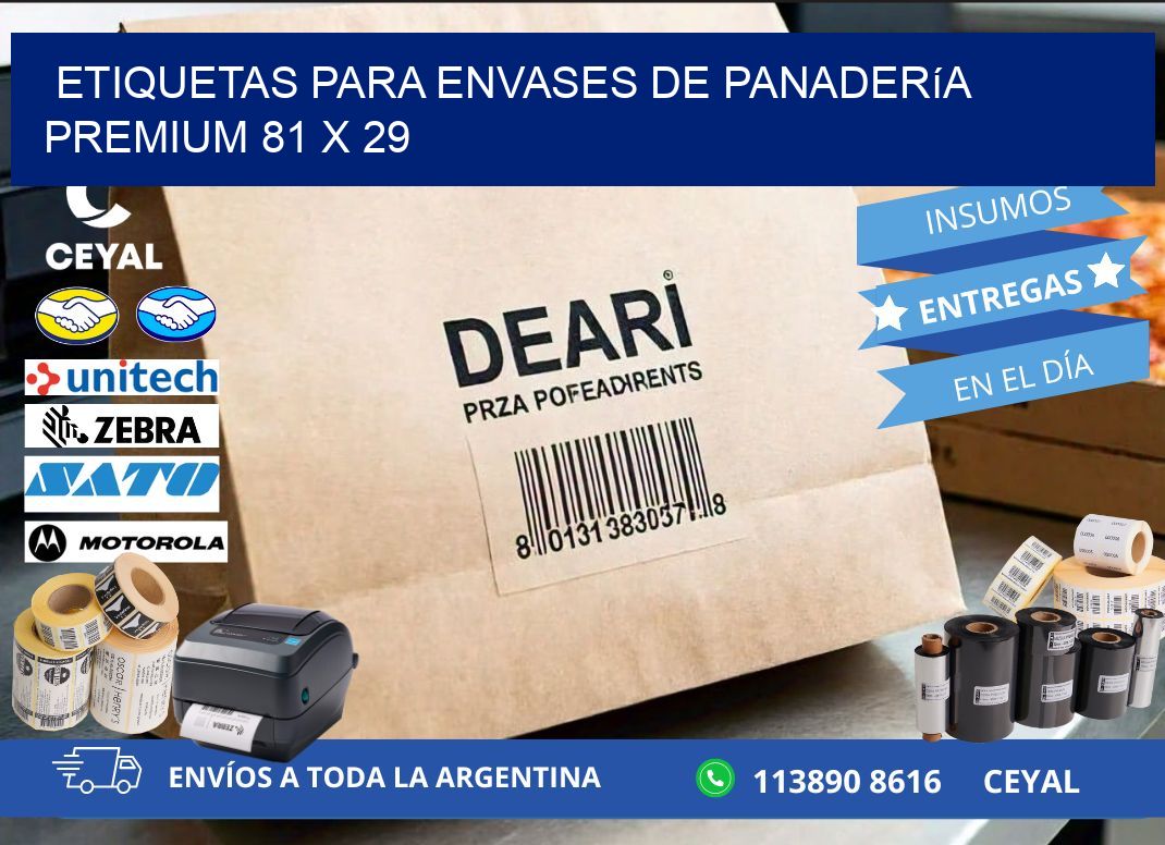 Etiquetas para envases de panadería premium 81 x 29