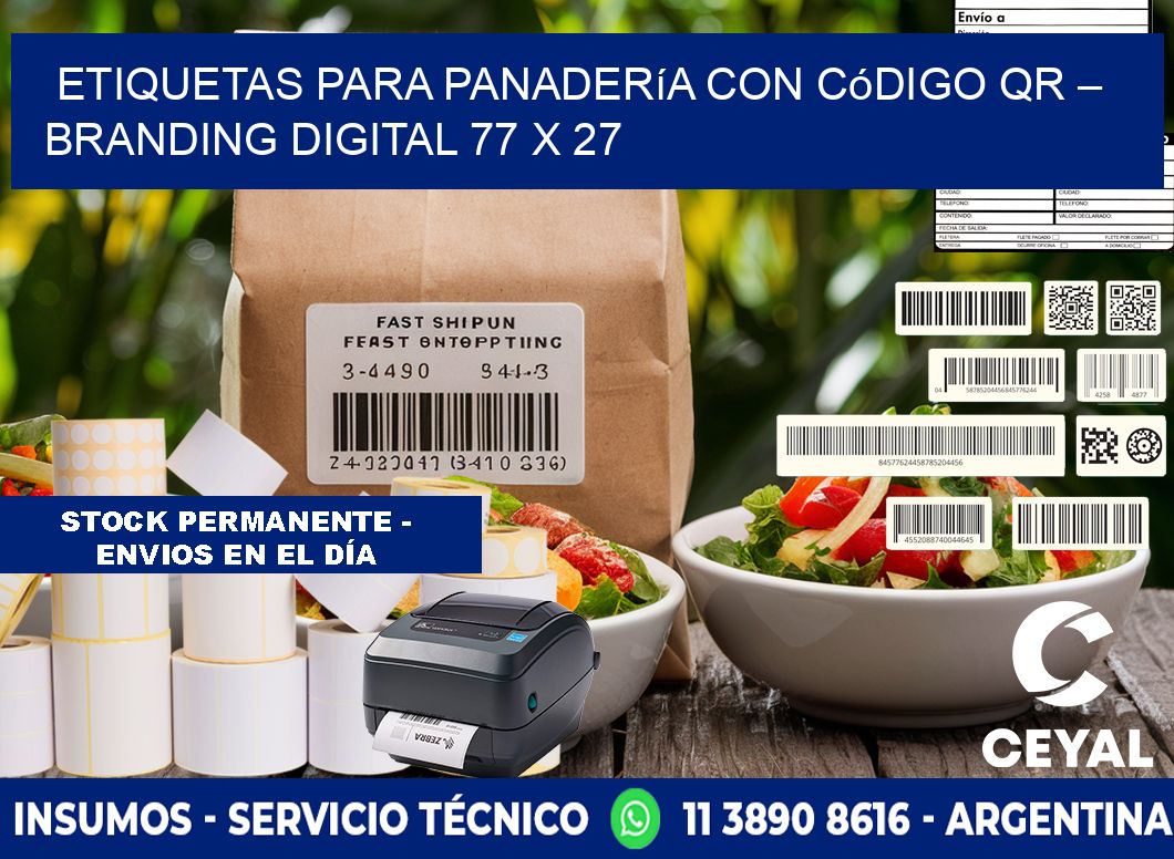 Etiquetas para panadería con código QR – Branding digital 77 x 27