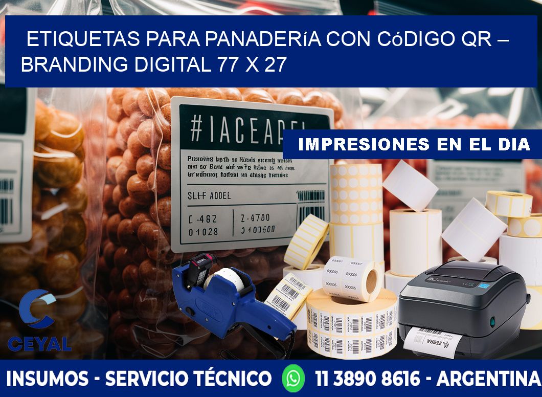 Etiquetas para panadería con código QR – Branding digital 77 x 27