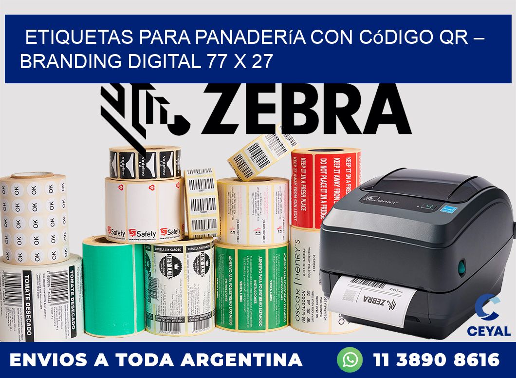 Etiquetas para panadería con código QR – Branding digital 77 x 27