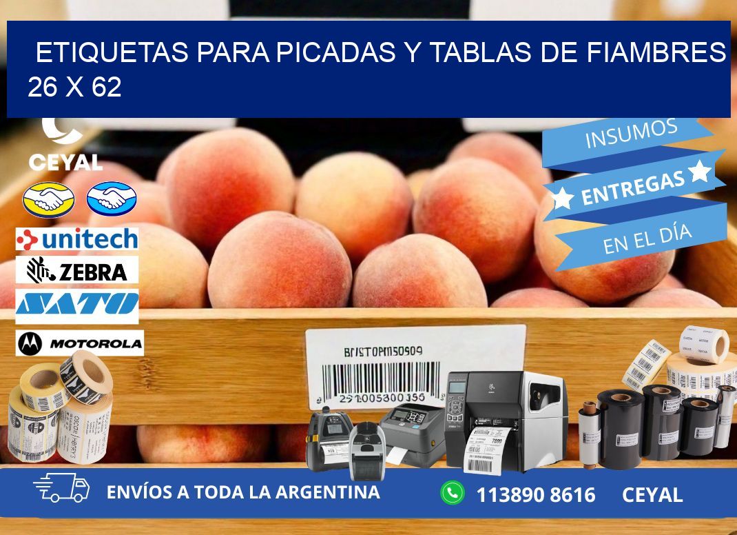 Etiquetas para picadas y tablas de fiambres 26 x 62