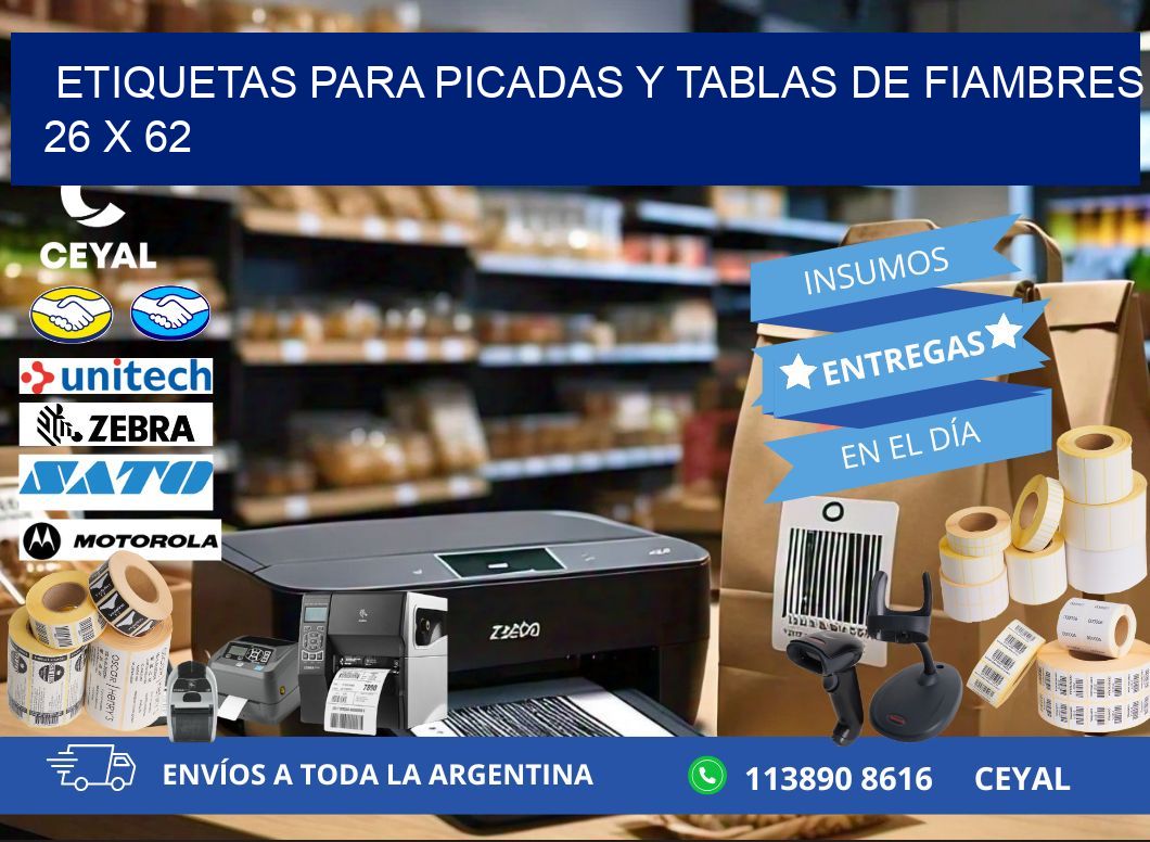 Etiquetas para picadas y tablas de fiambres 26 x 62
