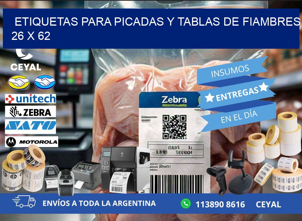 Etiquetas para picadas y tablas de fiambres 26 x 62