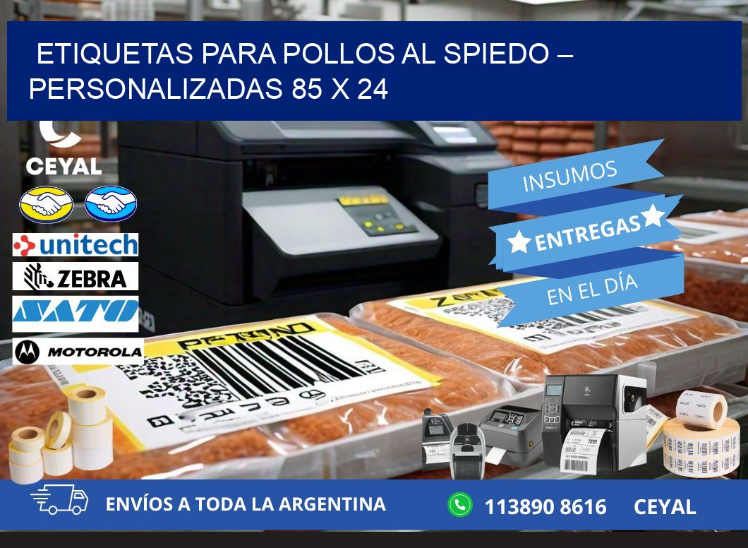 Etiquetas para pollos al spiedo – Personalizadas 85 x 24