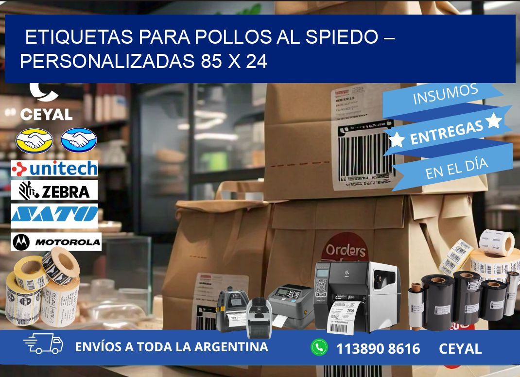 Etiquetas para pollos al spiedo – Personalizadas 85 x 24