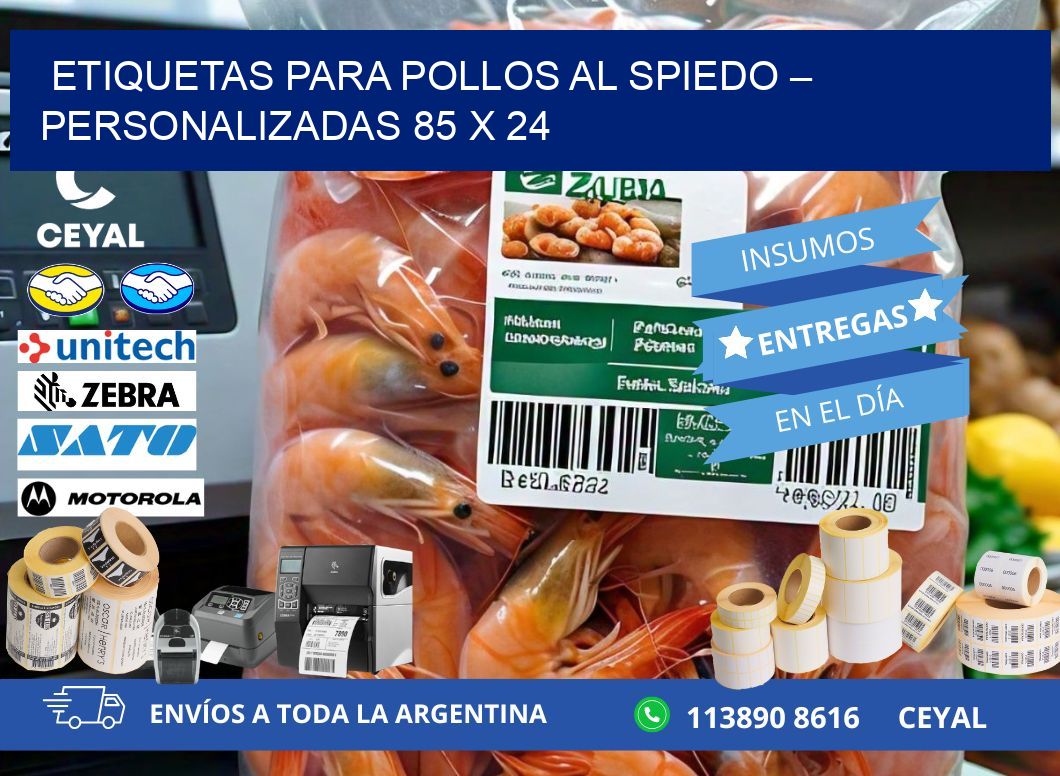 Etiquetas para pollos al spiedo – Personalizadas 85 x 24