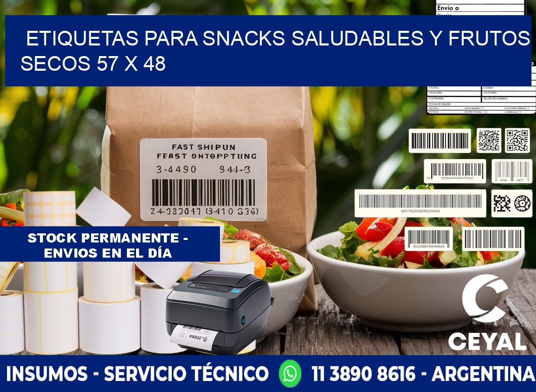 Etiquetas para snacks saludables y frutos secos 57 x 48