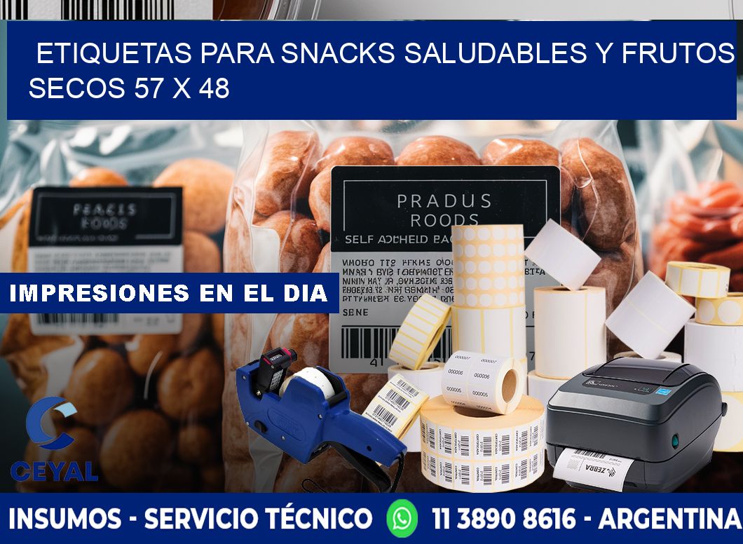 Etiquetas para snacks saludables y frutos secos 57 x 48