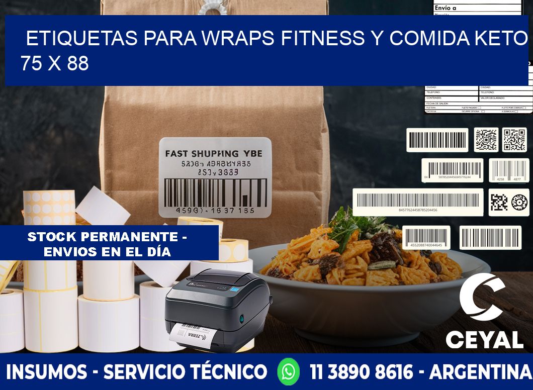 Etiquetas para wraps fitness y comida keto 75 x 88