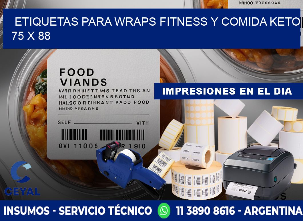 Etiquetas para wraps fitness y comida keto 75 x 88