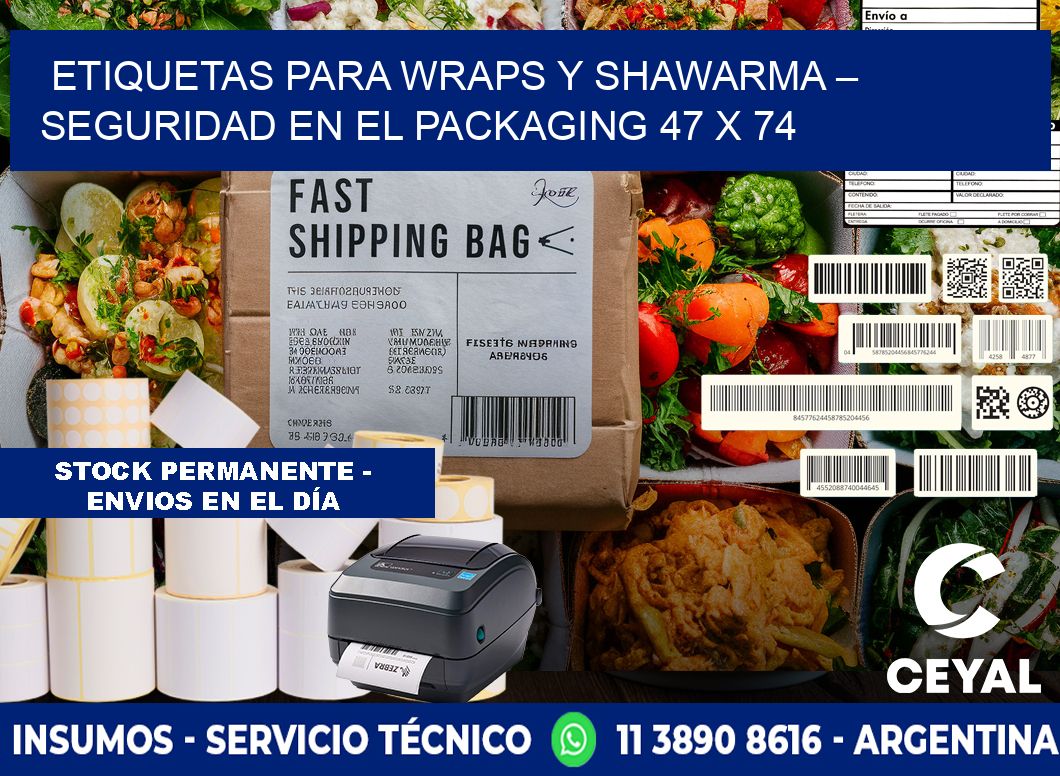 Etiquetas para wraps y shawarma – Seguridad en el packaging 47 x 74