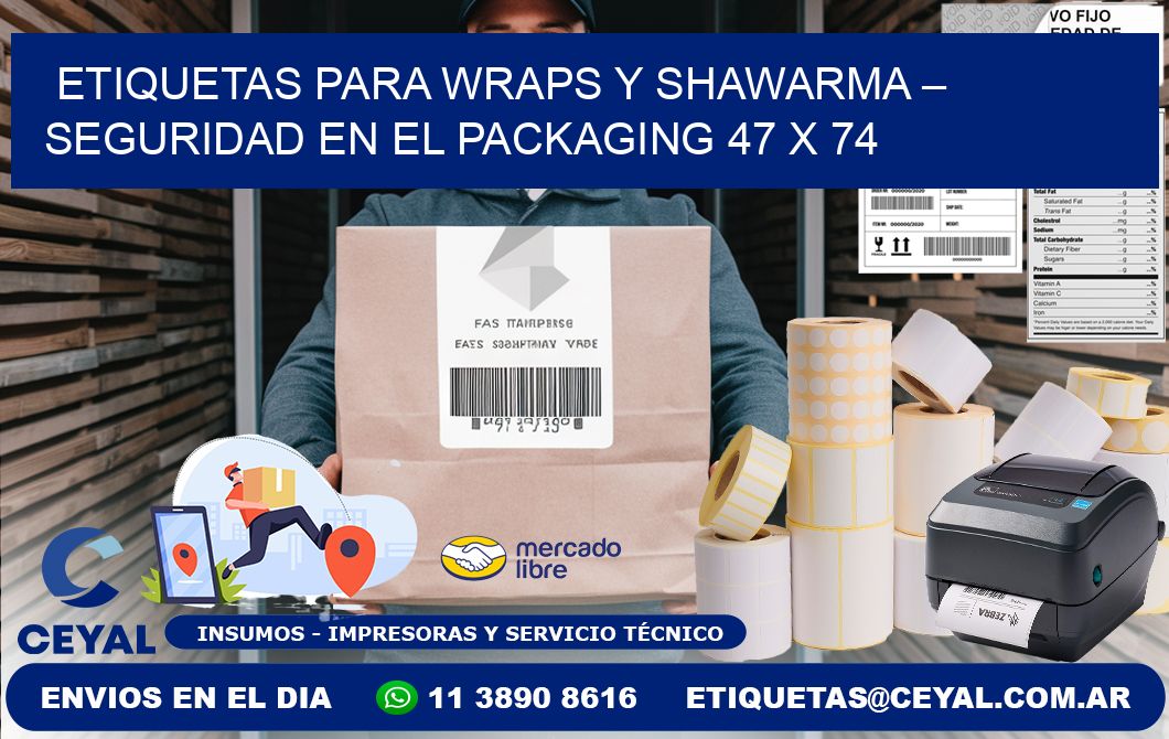 Etiquetas para wraps y shawarma – Seguridad en el packaging 47 x 74