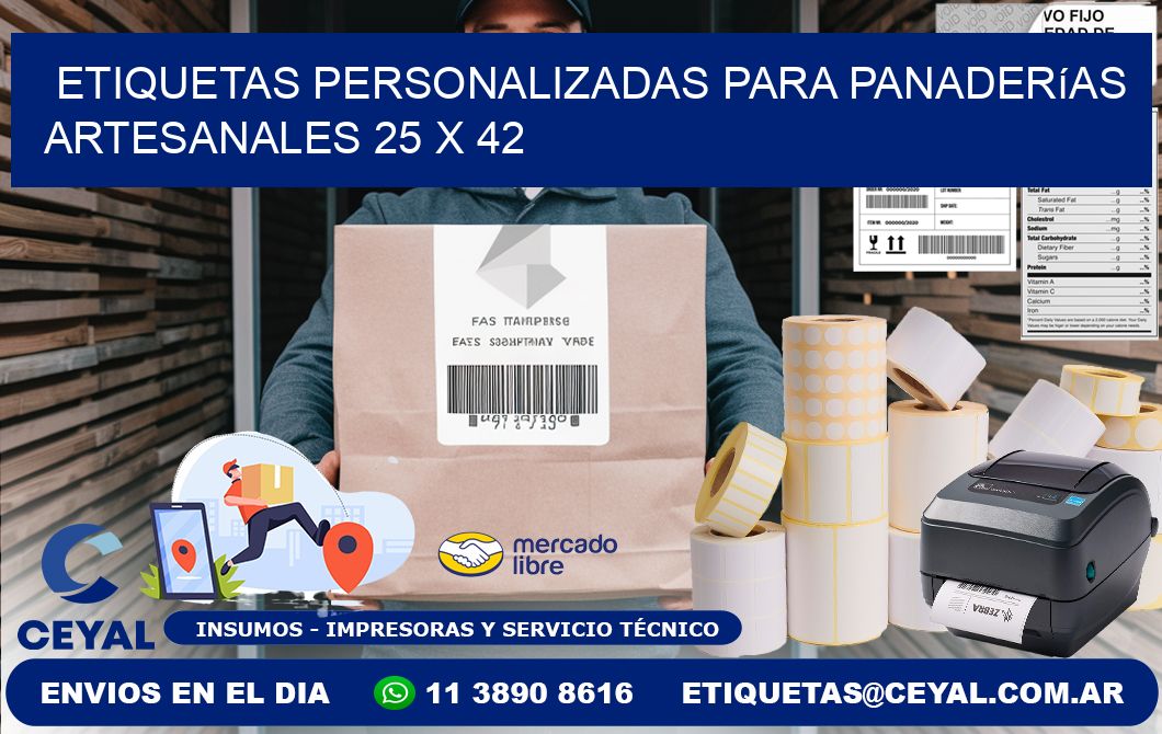 Etiquetas personalizadas para panaderías artesanales 25 x 42