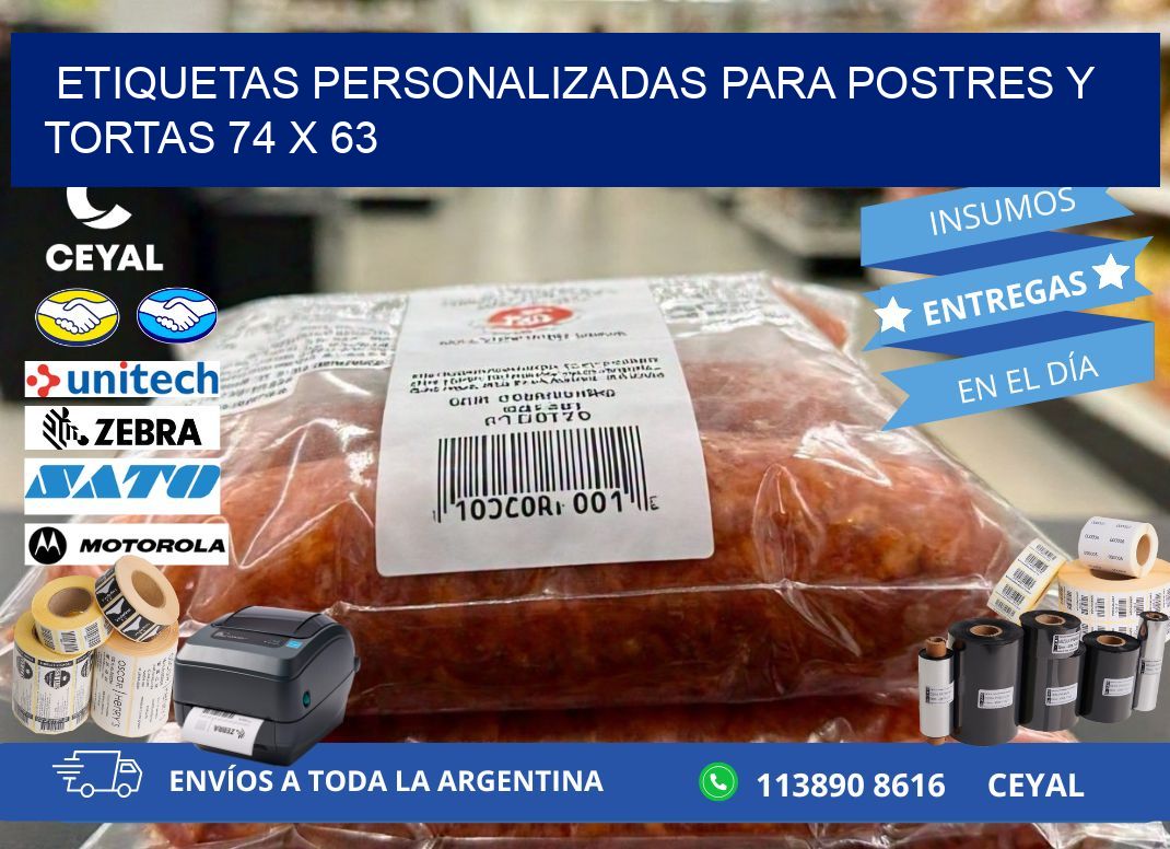 Etiquetas personalizadas para postres y tortas 74 x 63