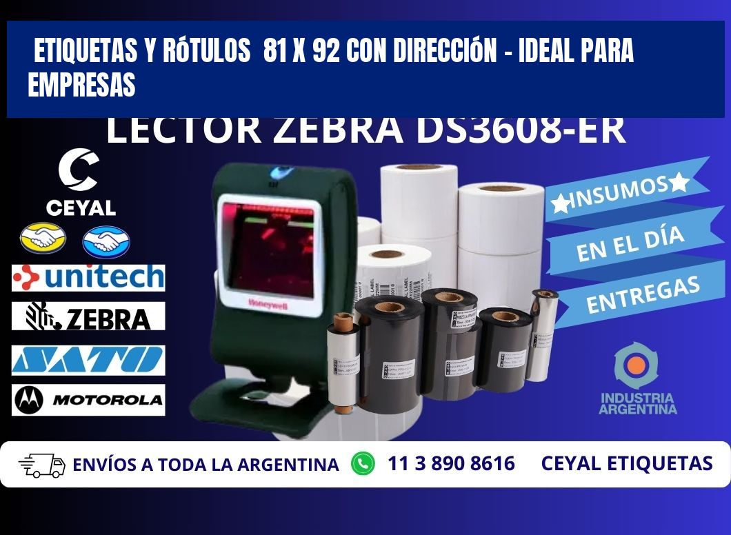 Etiquetas y Rótulos  81 x 92 con Dirección – Ideal para Empresas
