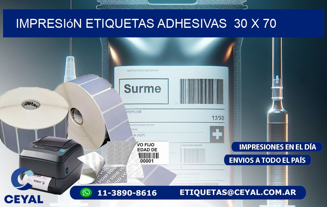Impresión Etiquetas adhesivas  30 x 70