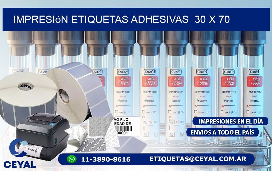 Impresión Etiquetas adhesivas  30 x 70