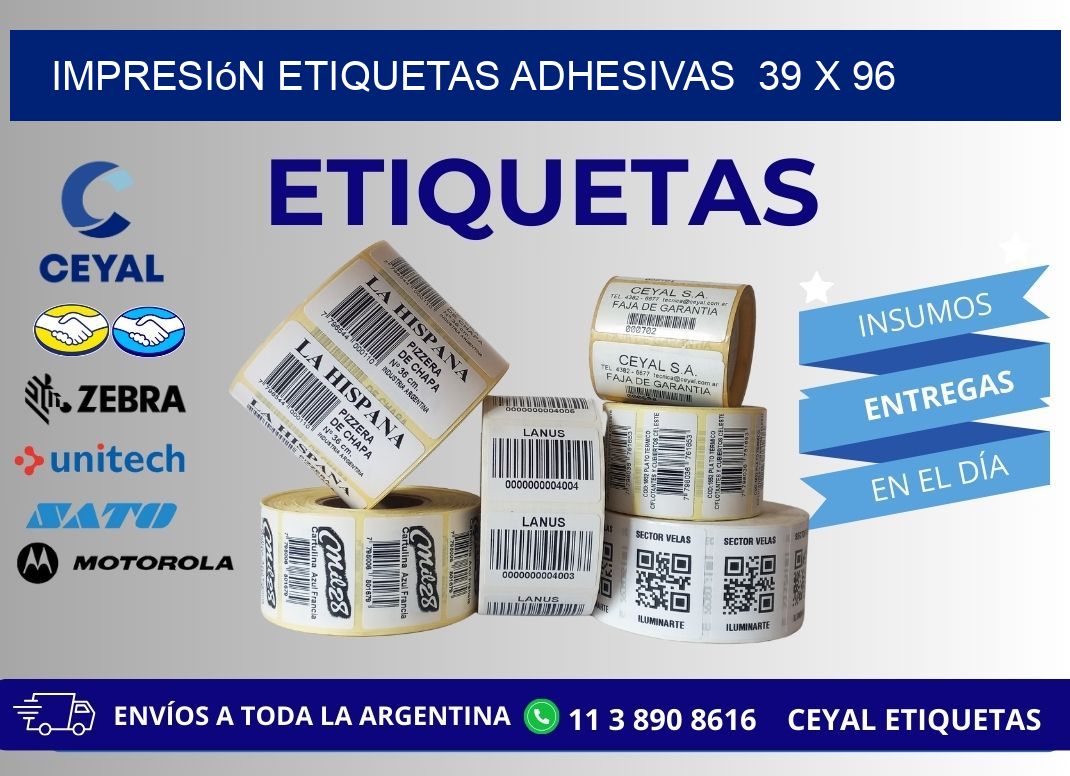 Impresión Etiquetas adhesivas  39 x 96