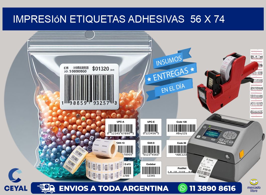 Impresión Etiquetas adhesivas  56 x 74
