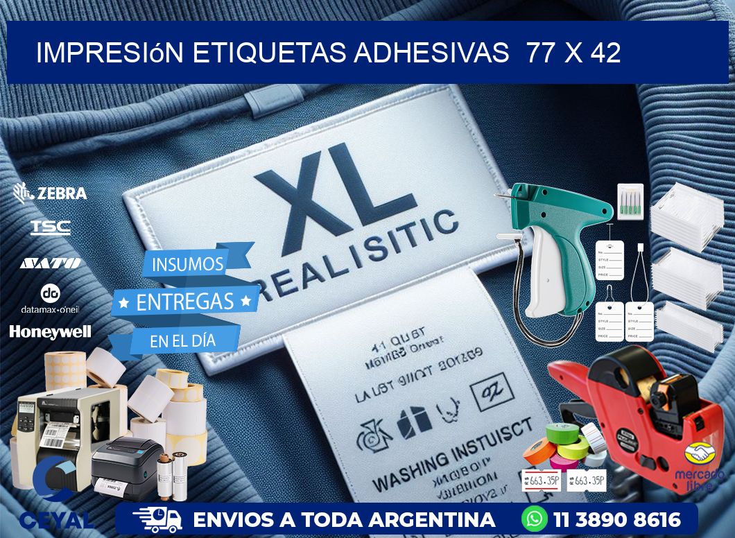 Impresión Etiquetas adhesivas  77 x 42
