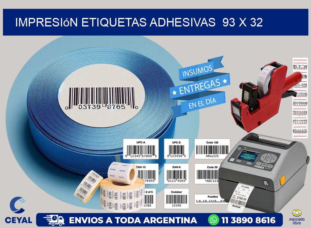 Impresión Etiquetas adhesivas  93 x 32