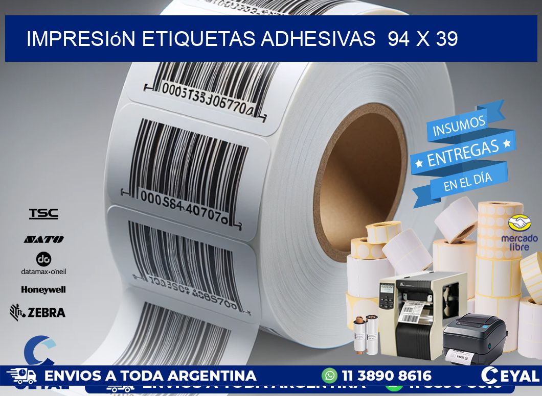Impresión Etiquetas adhesivas  94 x 39