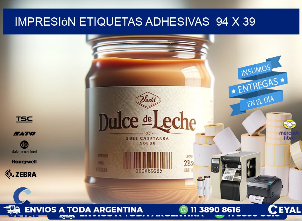 Impresión Etiquetas adhesivas  94 x 39