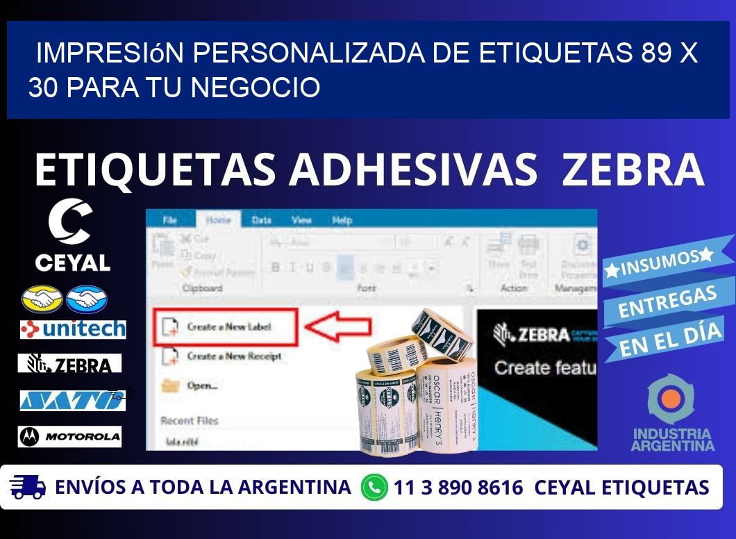 Impresión Personalizada de Etiquetas 89 x 30 para tu Negocio