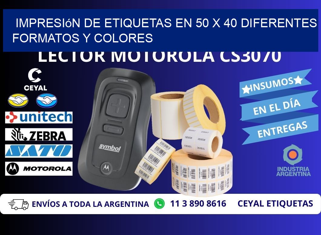Impresión de Etiquetas en 50 x 40 Diferentes Formatos y Colores