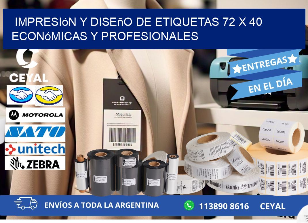 Impresión y Diseño de Etiquetas 72 x 40 Económicas y Profesionales