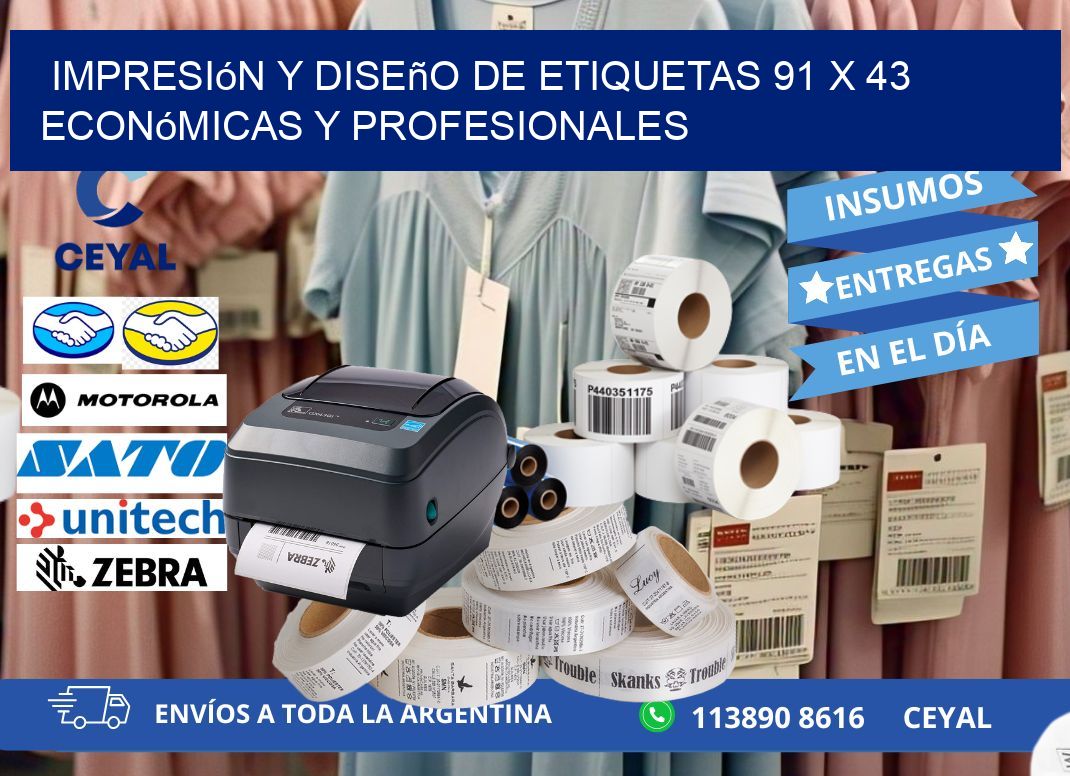 Impresión y Diseño de Etiquetas 91 x 43 Económicas y Profesionales
