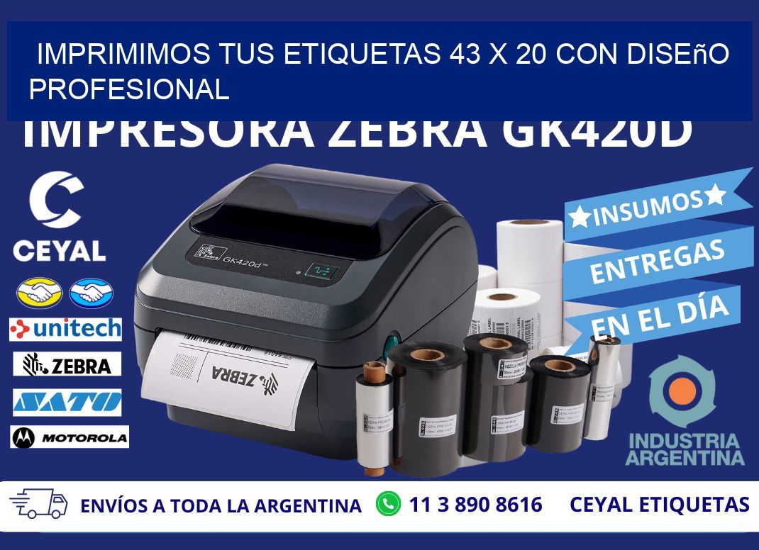 Imprimimos tus Etiquetas 43 x 20 con Diseño Profesional