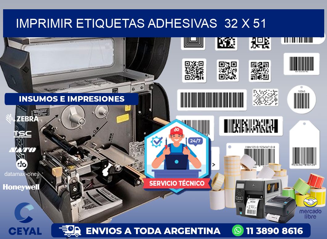 Imprimir Etiquetas adhesivas  32 x 51