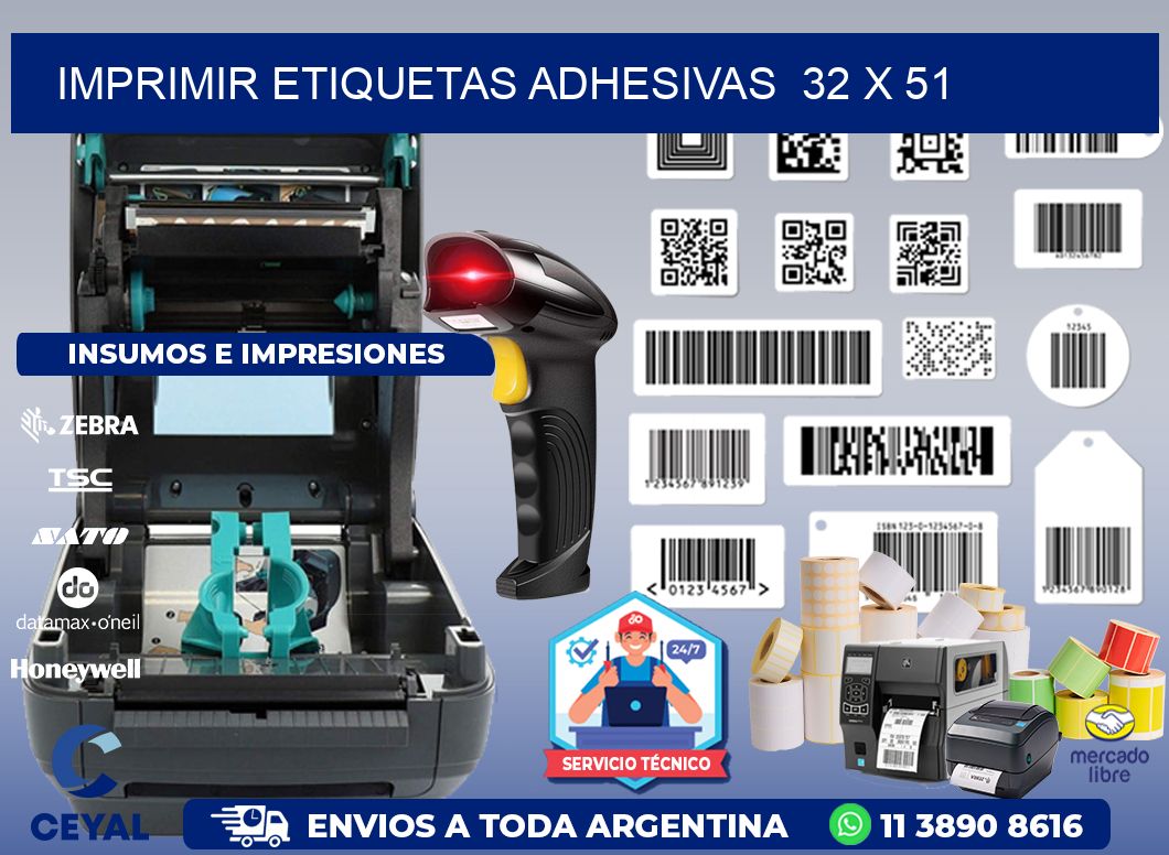 Imprimir Etiquetas adhesivas  32 x 51