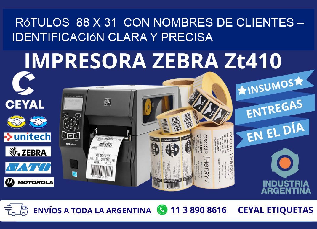 Rótulos  88 x 31  con Nombres de Clientes – Identificación Clara y Precisa