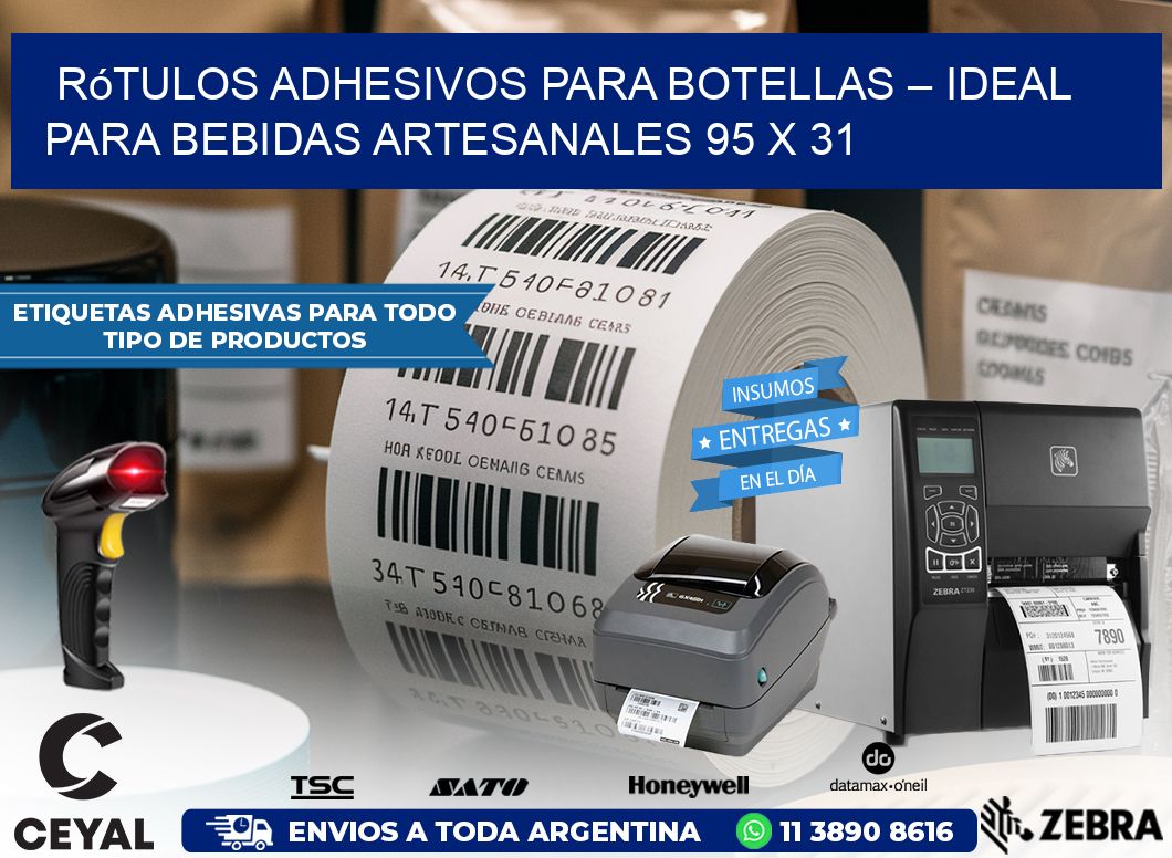 Rótulos Adhesivos para Botellas – Ideal para Bebidas Artesanales 95 x 31