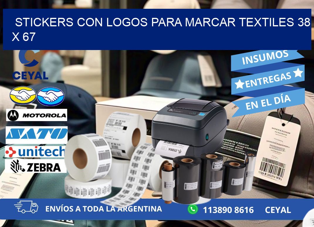 STICKERS CON LOGOS PARA MARCAR TEXTILES 38 x 67