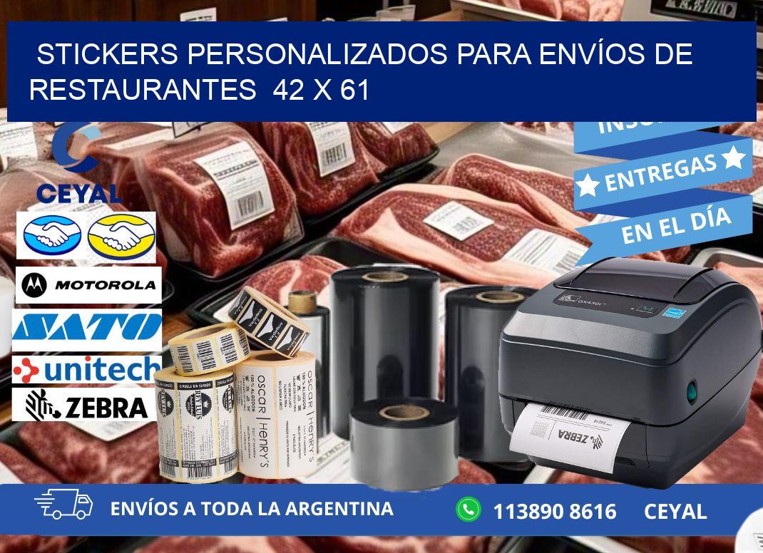 STICKERS PERSONALIZADOS PARA ENVÍOS DE RESTAURANTES  42 x 61