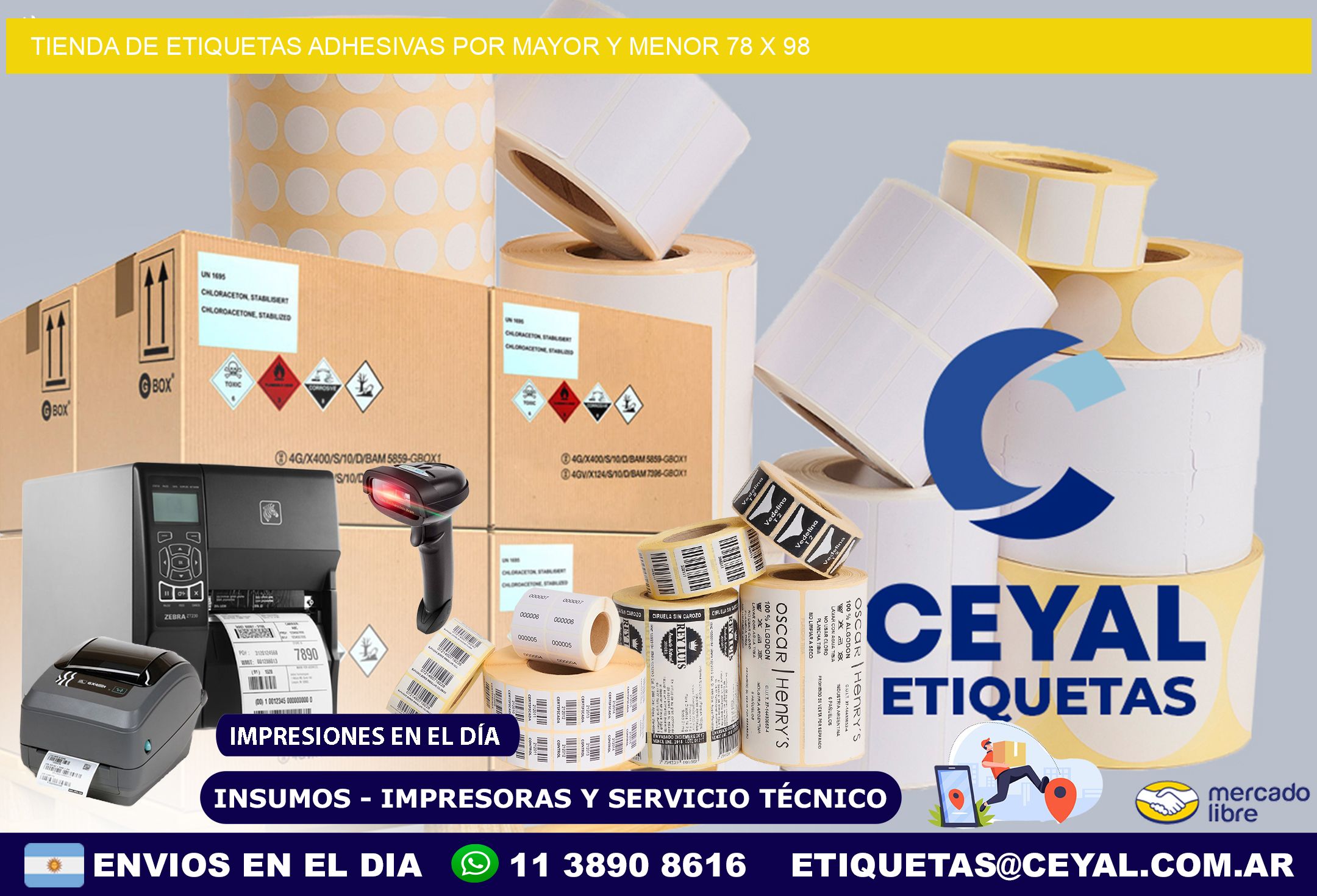 Tienda de Etiquetas Adhesivas por Mayor y Menor 78 x 98