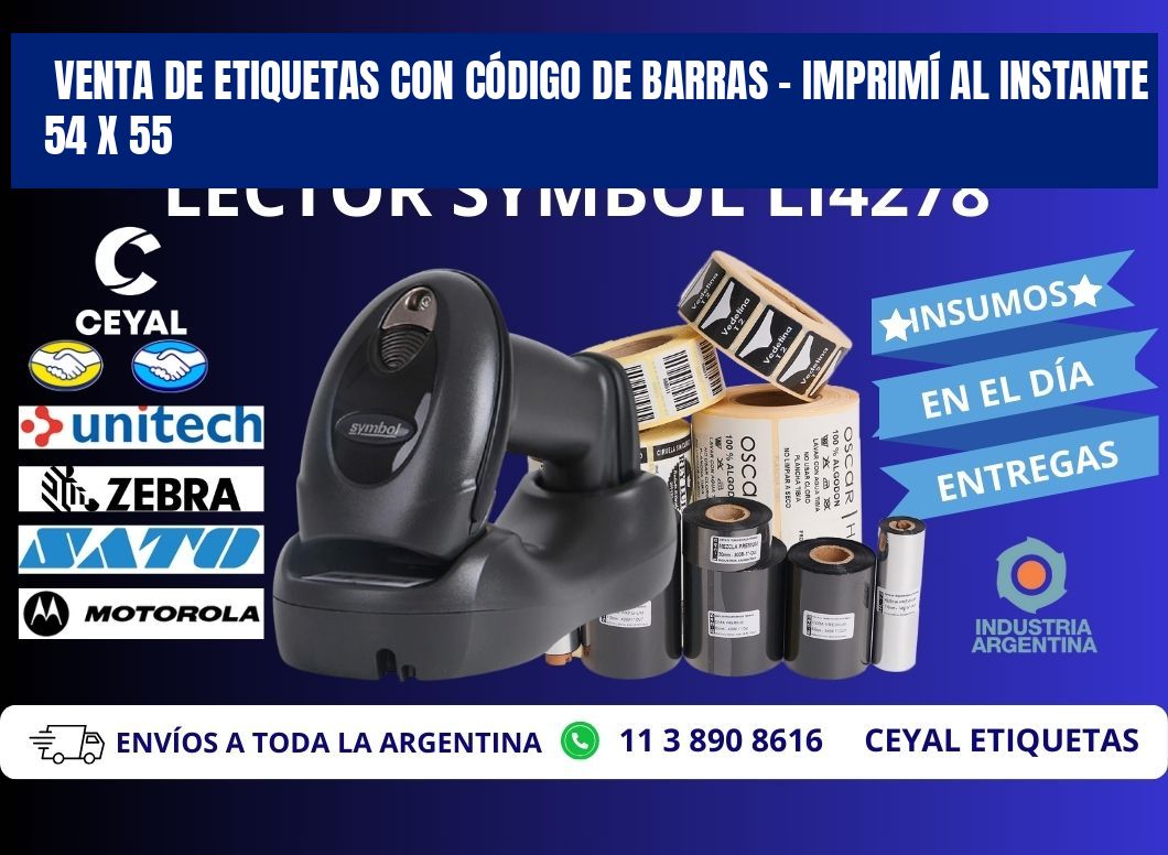 VENTA DE ETIQUETAS CON CÓDIGO DE BARRAS – IMPRIMÍ AL INSTANTE 54 x 55