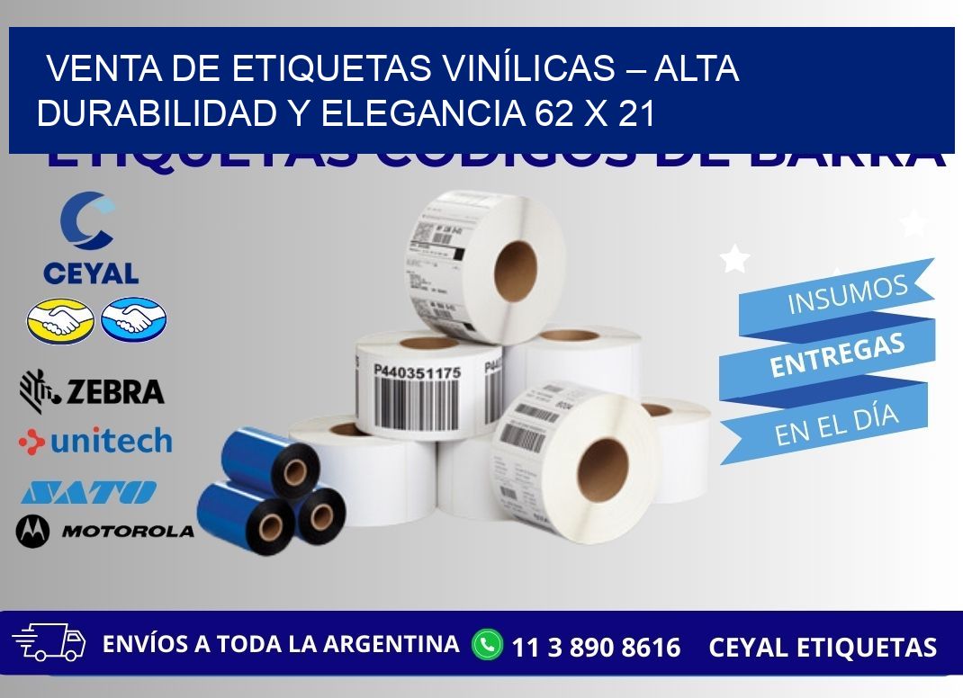VENTA DE ETIQUETAS VINÍLICAS – ALTA DURABILIDAD Y ELEGANCIA 62 x 21