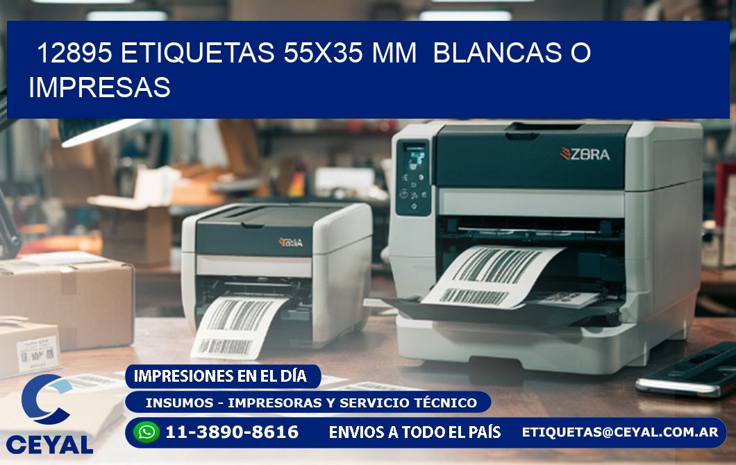 12895 ETIQUETAS 55x35 mm  BLANCAS O IMPRESAS