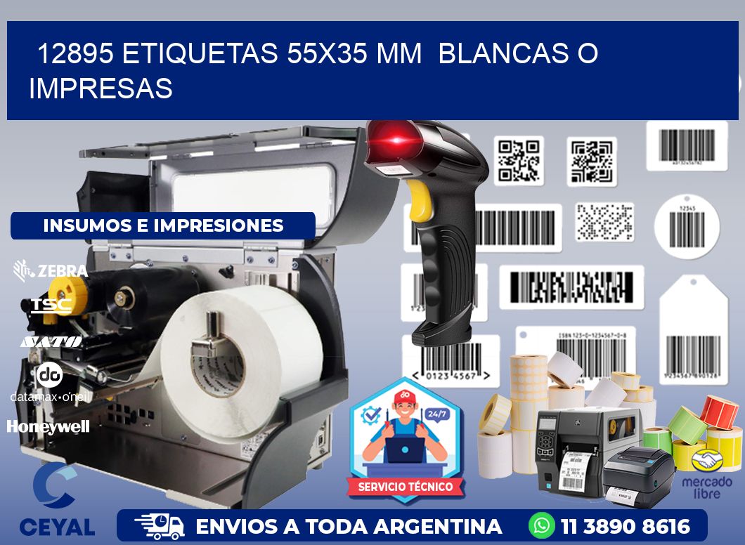 12895 ETIQUETAS 55x35 mm  BLANCAS O IMPRESAS